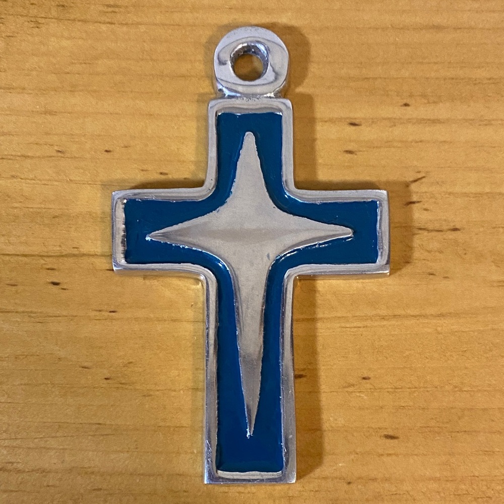 Blue and Silver Cross Pendant